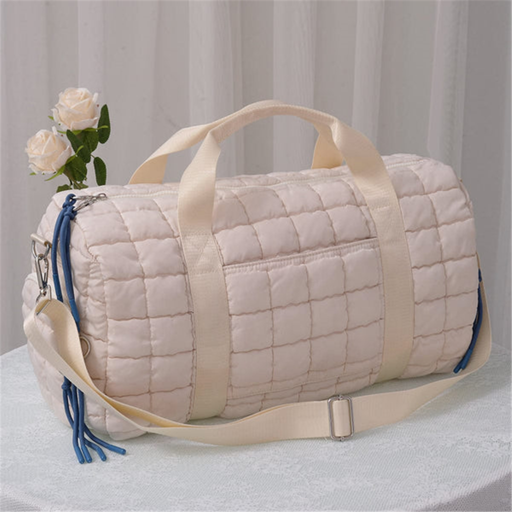 Quilted Puffer Ivory Duffel Bag