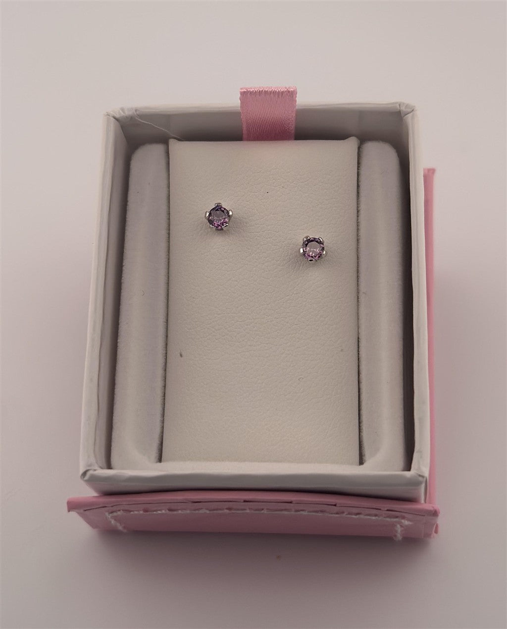 Childrens Sterling Silver February Birthstone Earrings