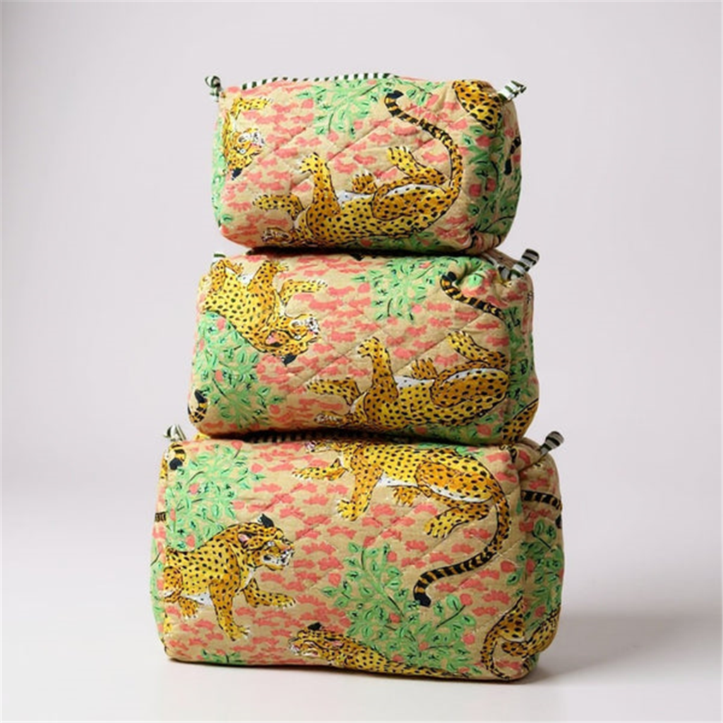 Quilted Tiger 3 In 1 Cosmetic Bags