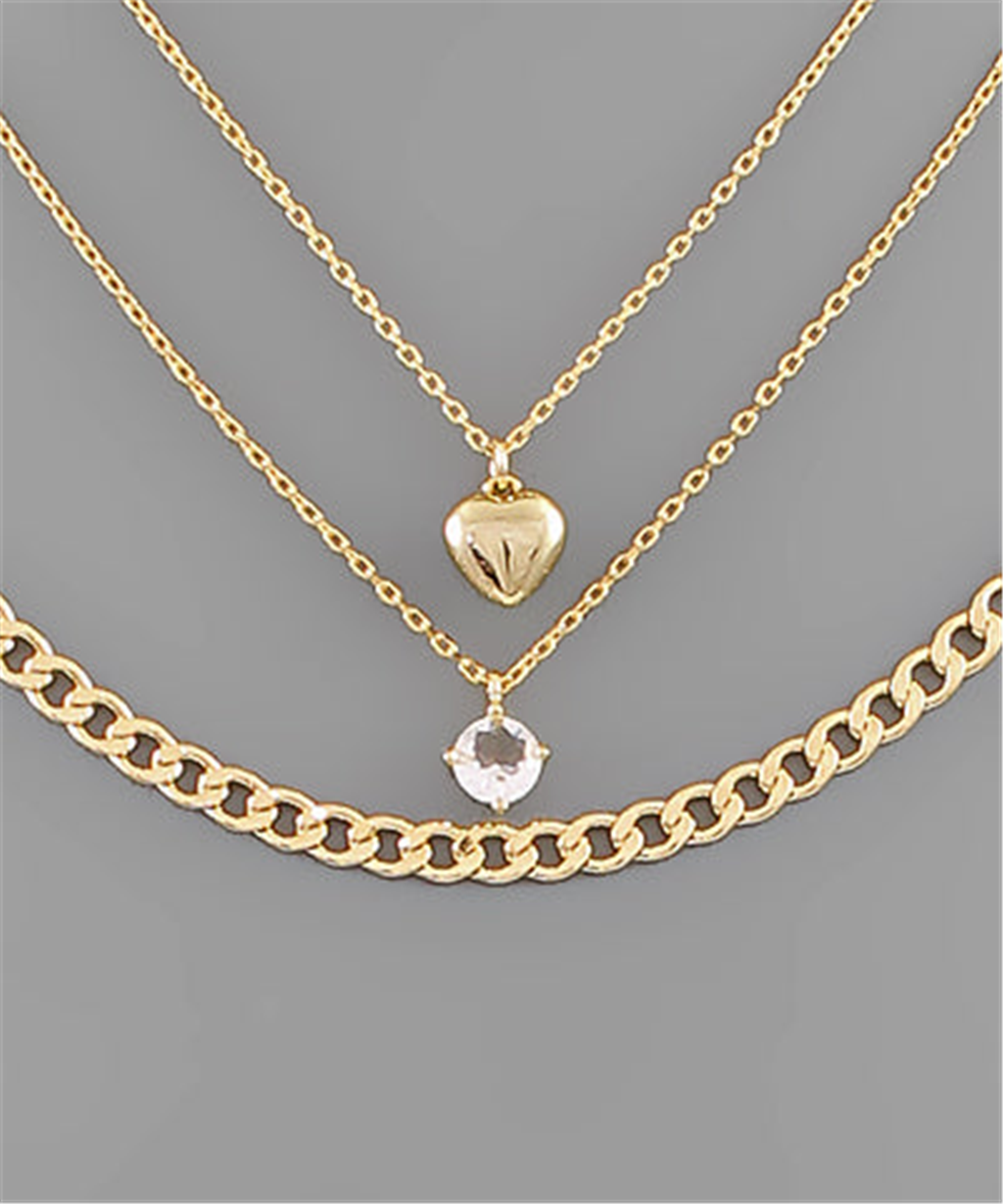 Heart Cz Layered Necklace