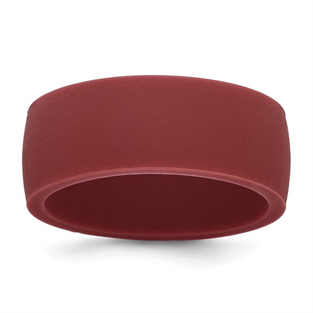 Dark Red Flat Edge Silicone Wedding Band