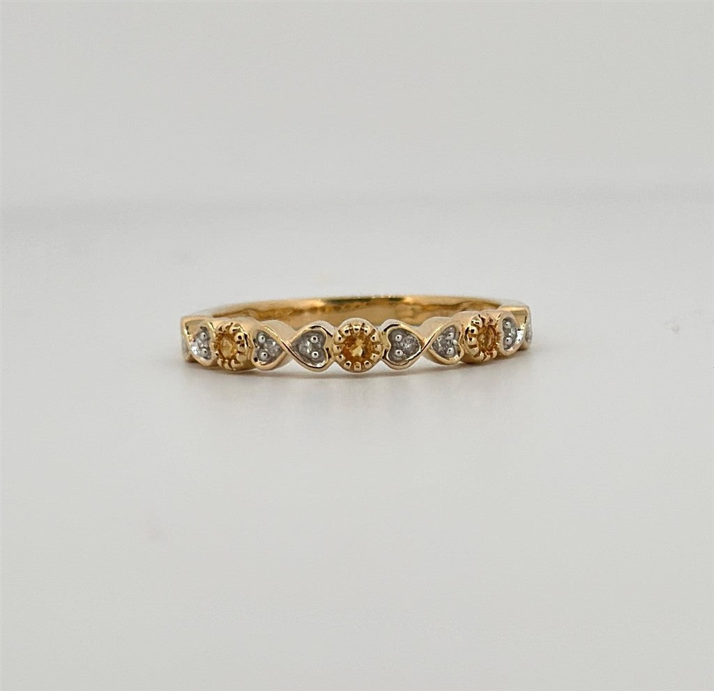 Yellow Gold Citrine And Diamond Band