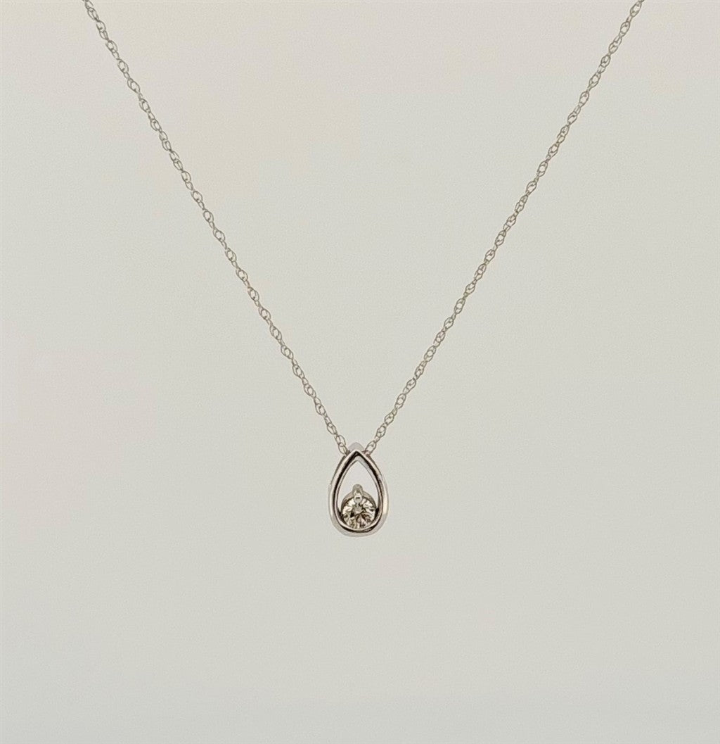 White Gold Diamond Pear Shape Necklace