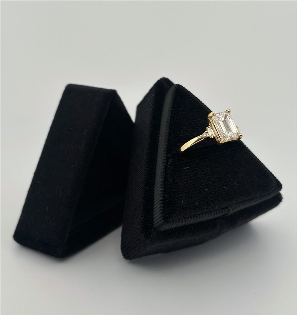 Yellow Gold Lab Grown Emerald Cut Diamond Engagement Ring