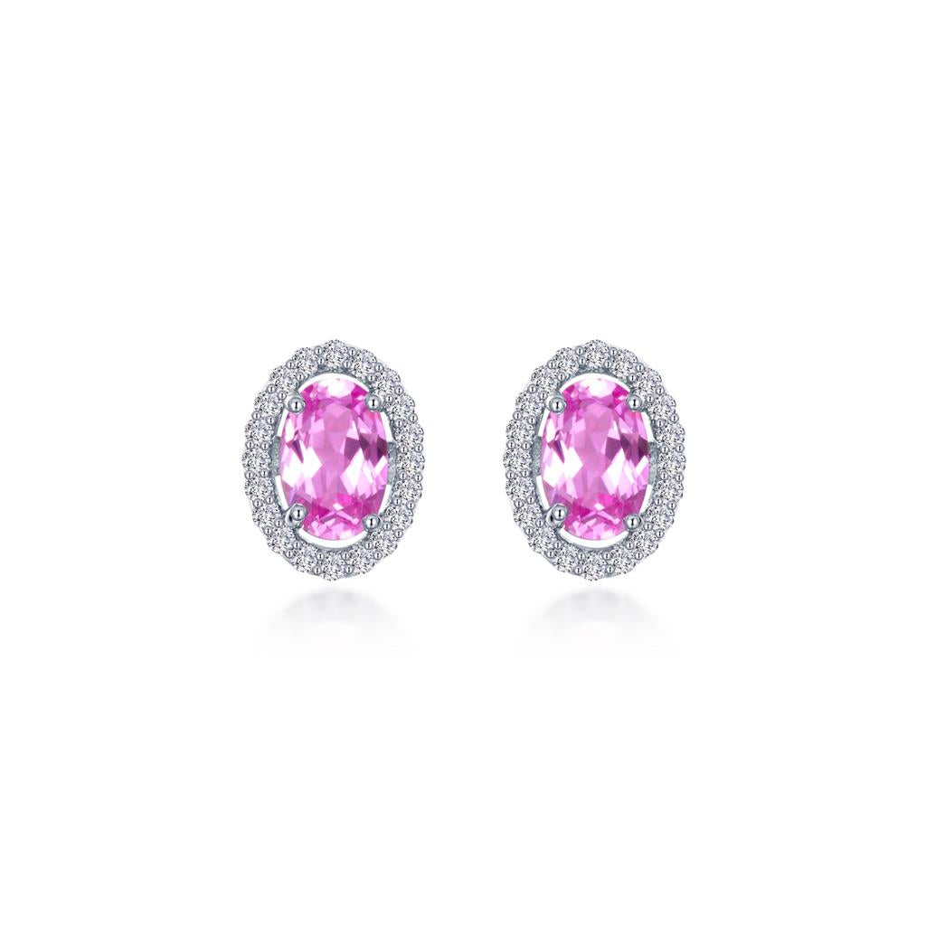 Lafonn Pink Sapphire Halo Stud Earrings