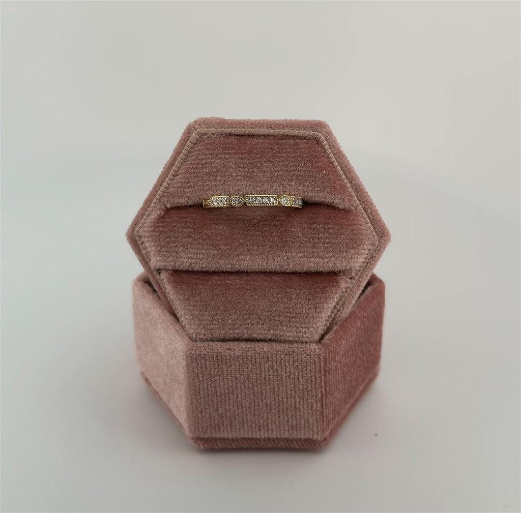 Yellow Gold Diamond Vintage Inspired Stackable Ring