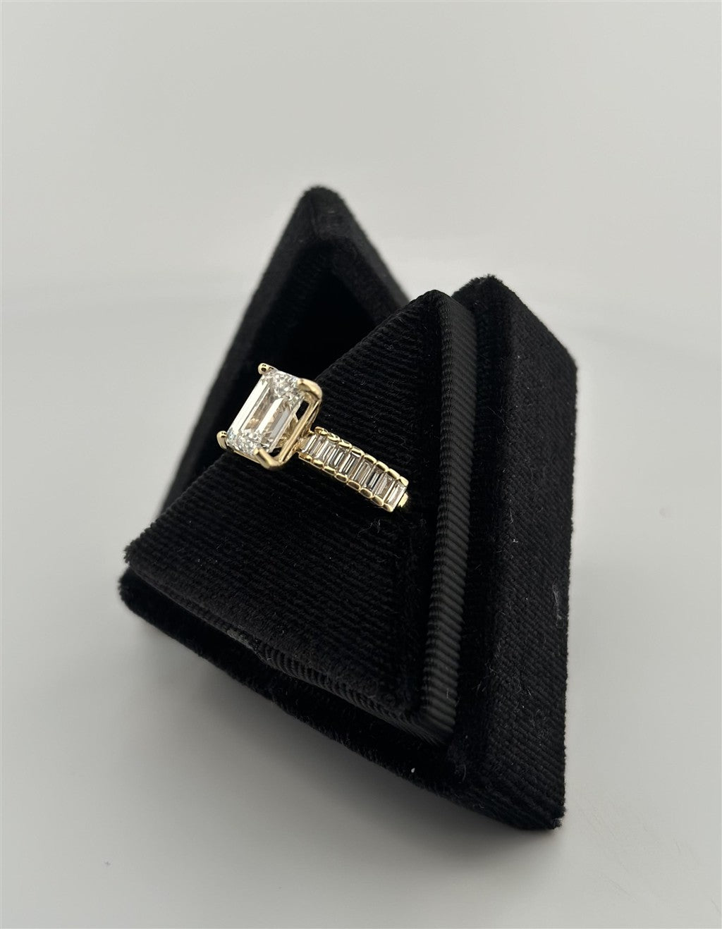 Yellow Gold Baguette Accented Engagement Ring