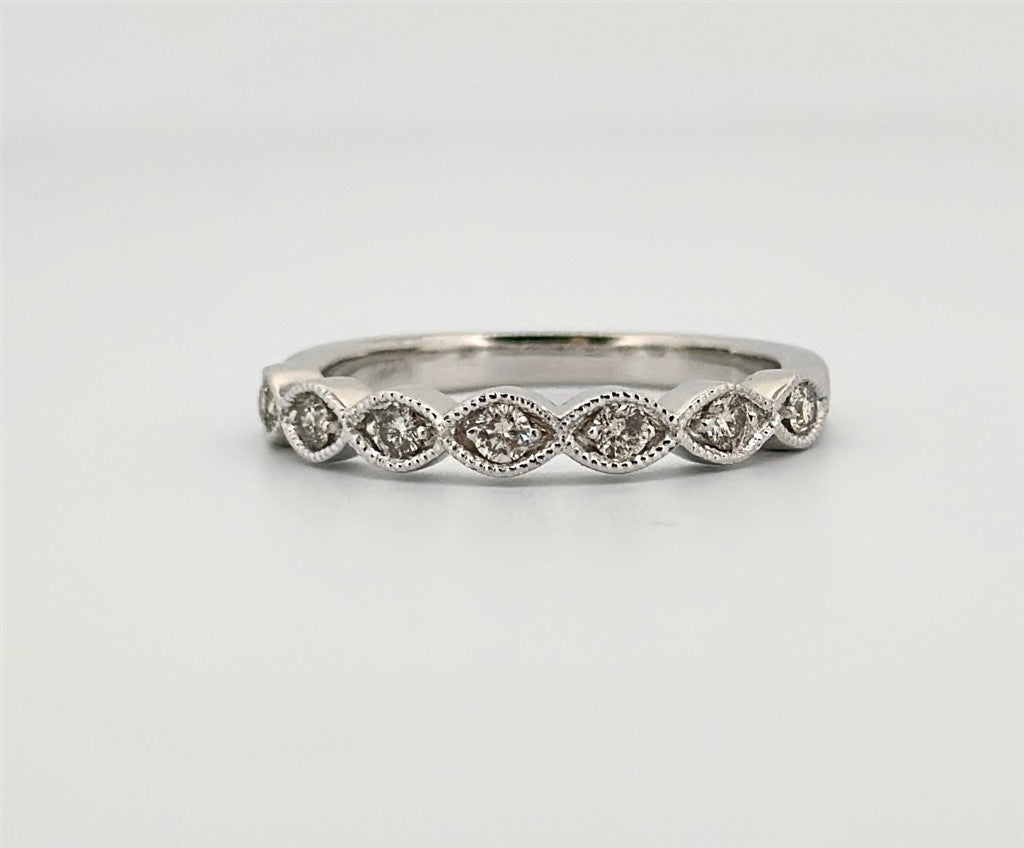 White Gold Vintage Inspired Diamond Stackable Ring