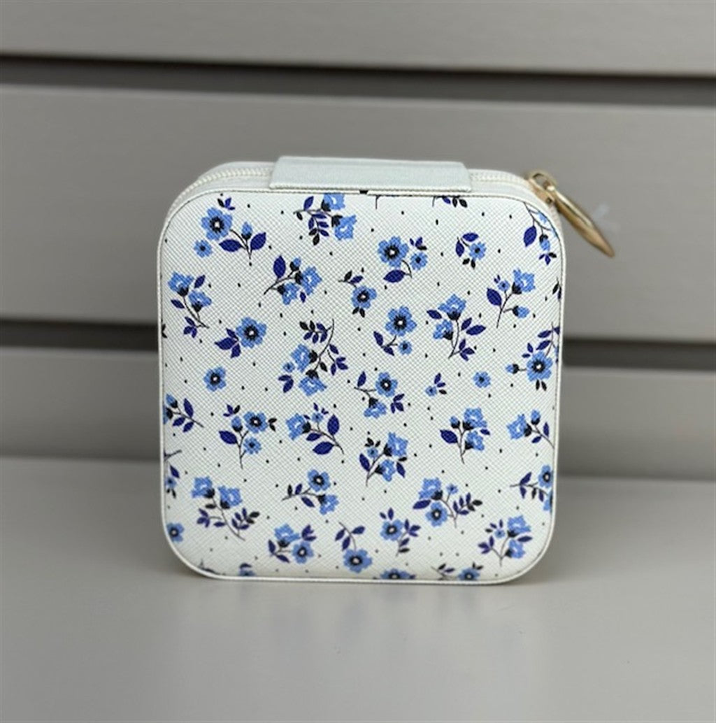 Blue Floral Travel Jewelry Box