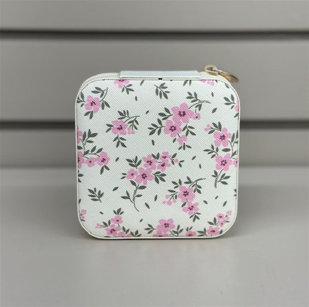 Pink Floral Travel Jewelry Box