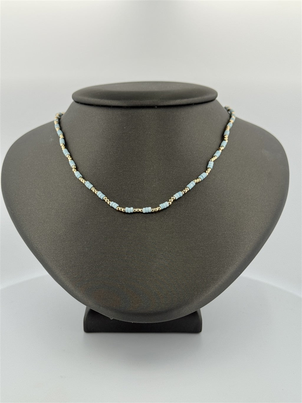 Teal Blue Beaded Necklace
