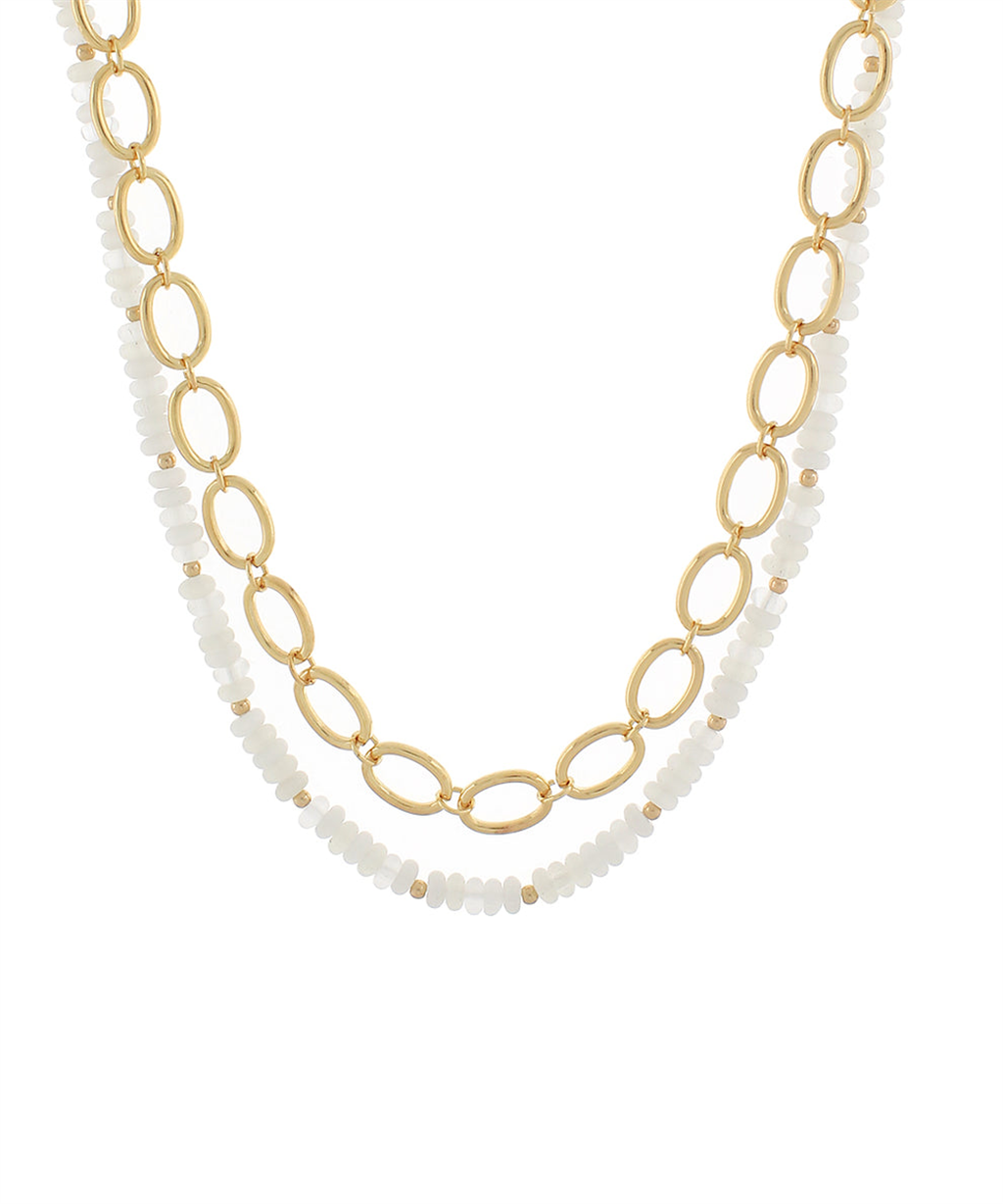 Layered Bead And Chain Necklace