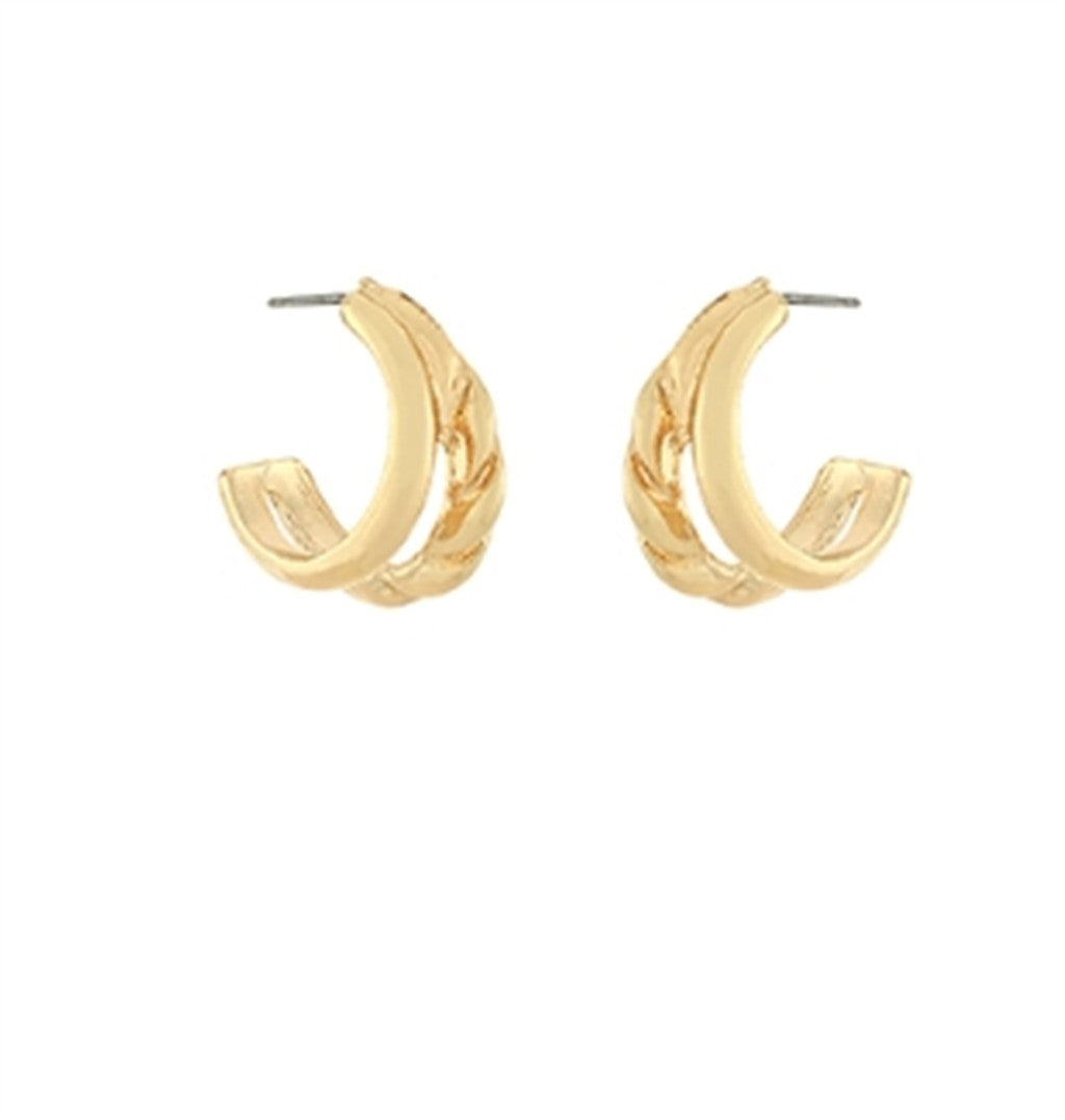 Trendy Textured Double Layered Hoop Earrings