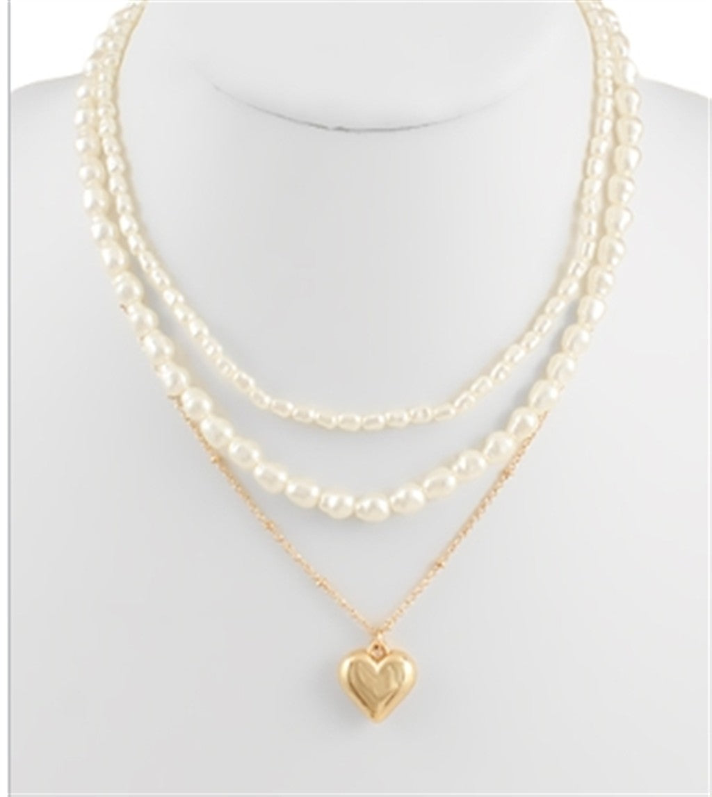 Trendy Pearl & Heart Necklace