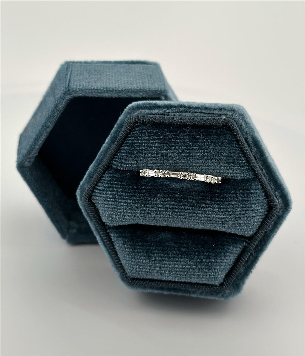 White Gold Round And Baguette Diamond Band