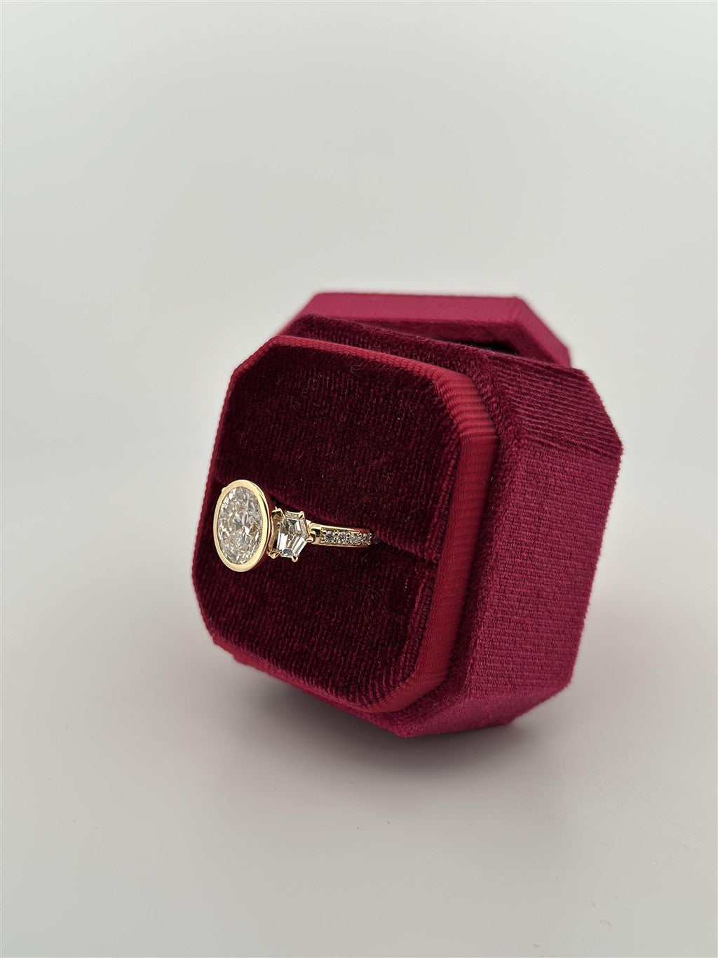 Yellow Gold Bezel Set Oval Lab Engagement Ring
