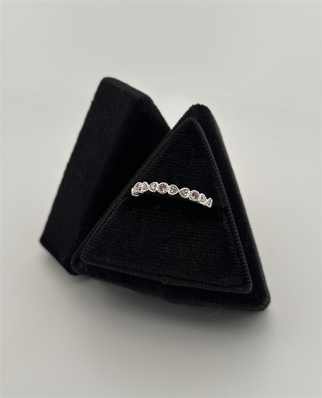 White Gold Vintage Inspired October Birthstone Stackable Ring