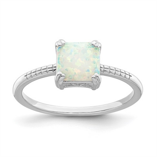 Sterling Silver Created  Opal Ring
