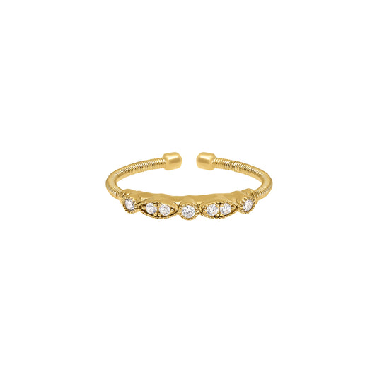 Sterling Silver Gold Finish Cable Cuff Ring