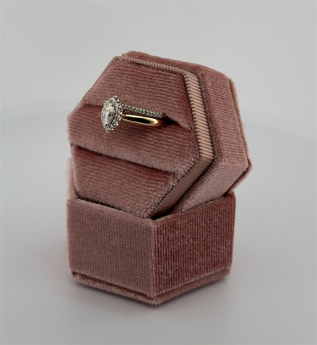 Yellow Gold Halo Style Diamond Bridal Set