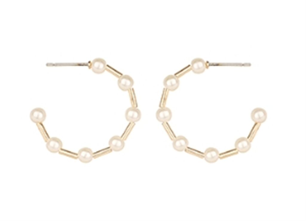 Pearl Station Hoop Earrings