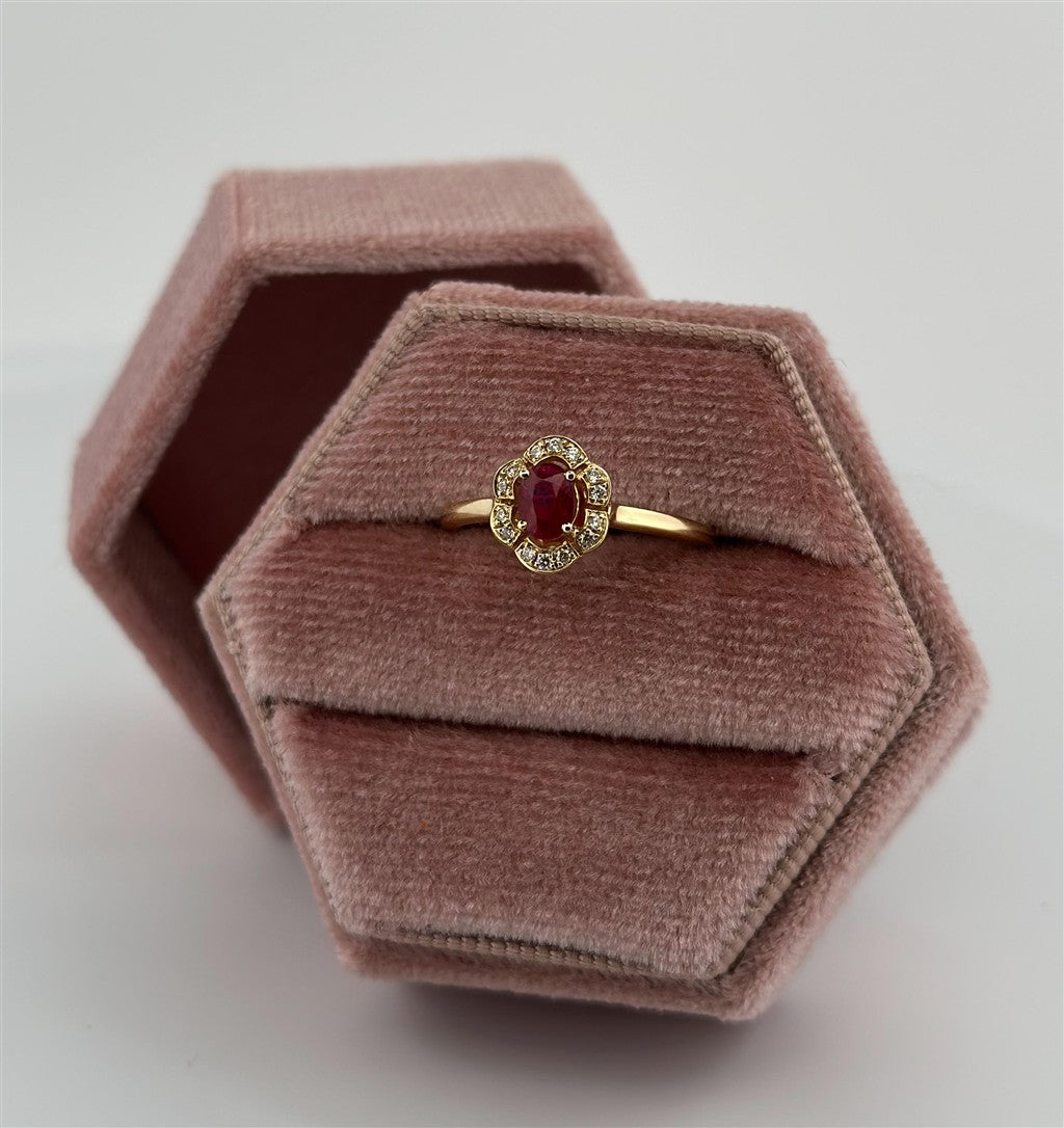 Yellow Gold Diamond Accented Ruby Ring