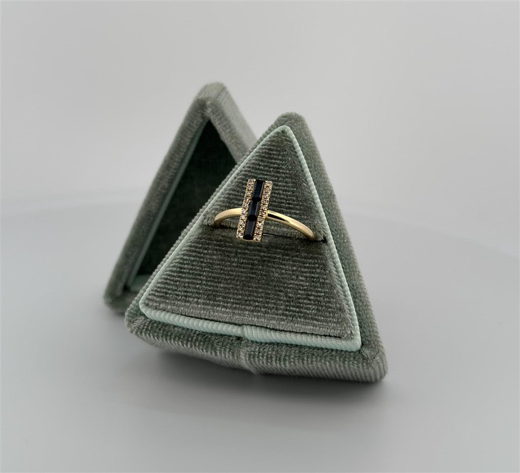 Yellow Gold Sapphire And Diamond Bar Ring