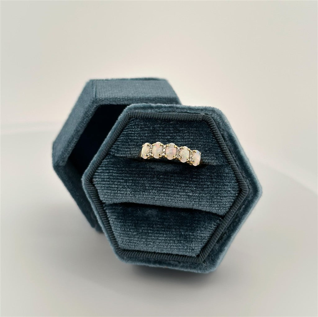 Yellow Gold Opal And Diamond Ring