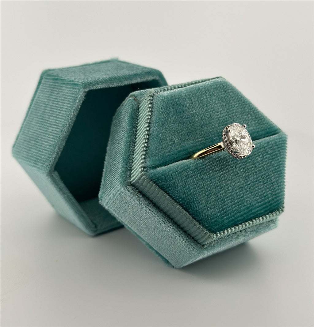 Two-Tone Hidden Halo Style Lab Grown Diamond Engagement Ring