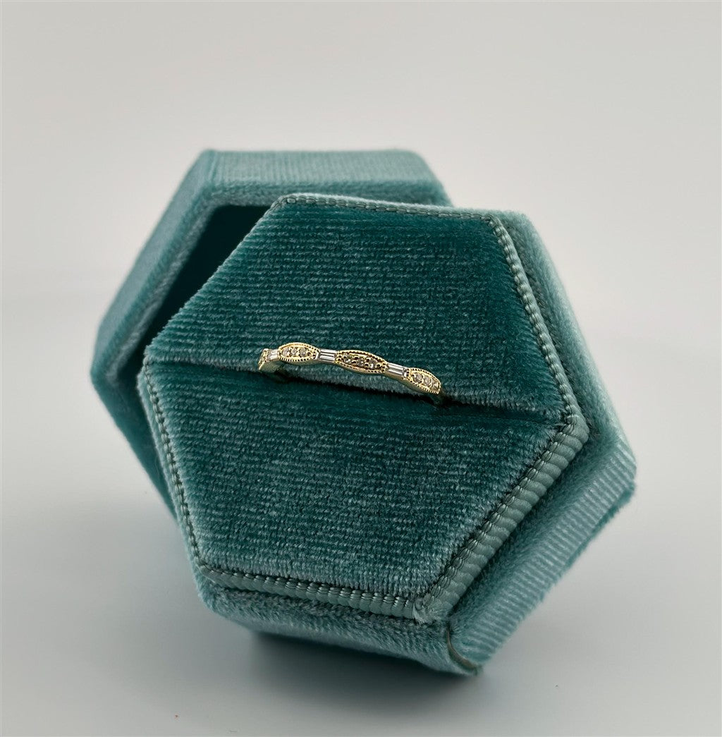 Yellow Gold Diamond Vintage Inspired Stackable Ring