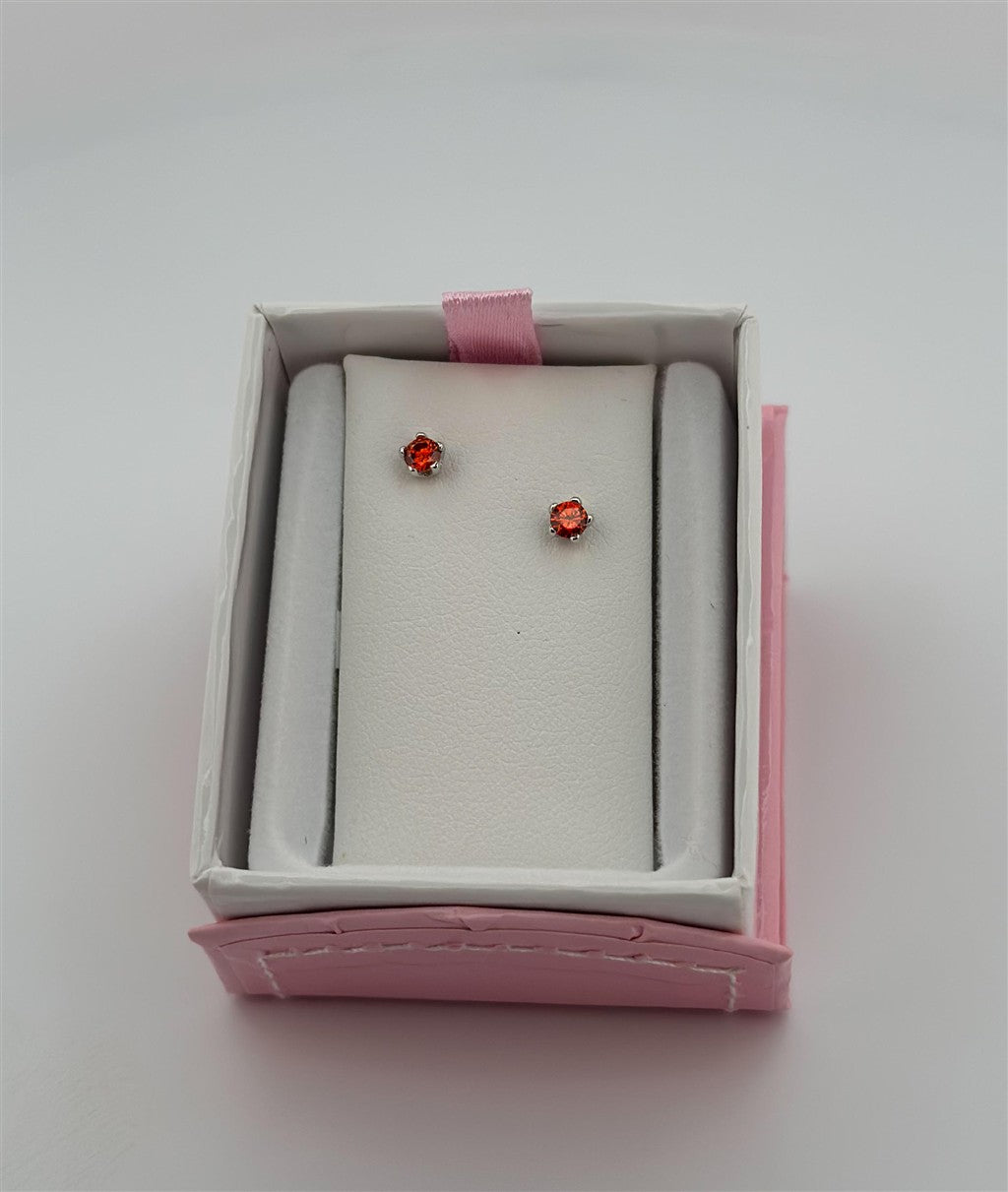 Childrens Sterling Silver January Birthstone Earrings