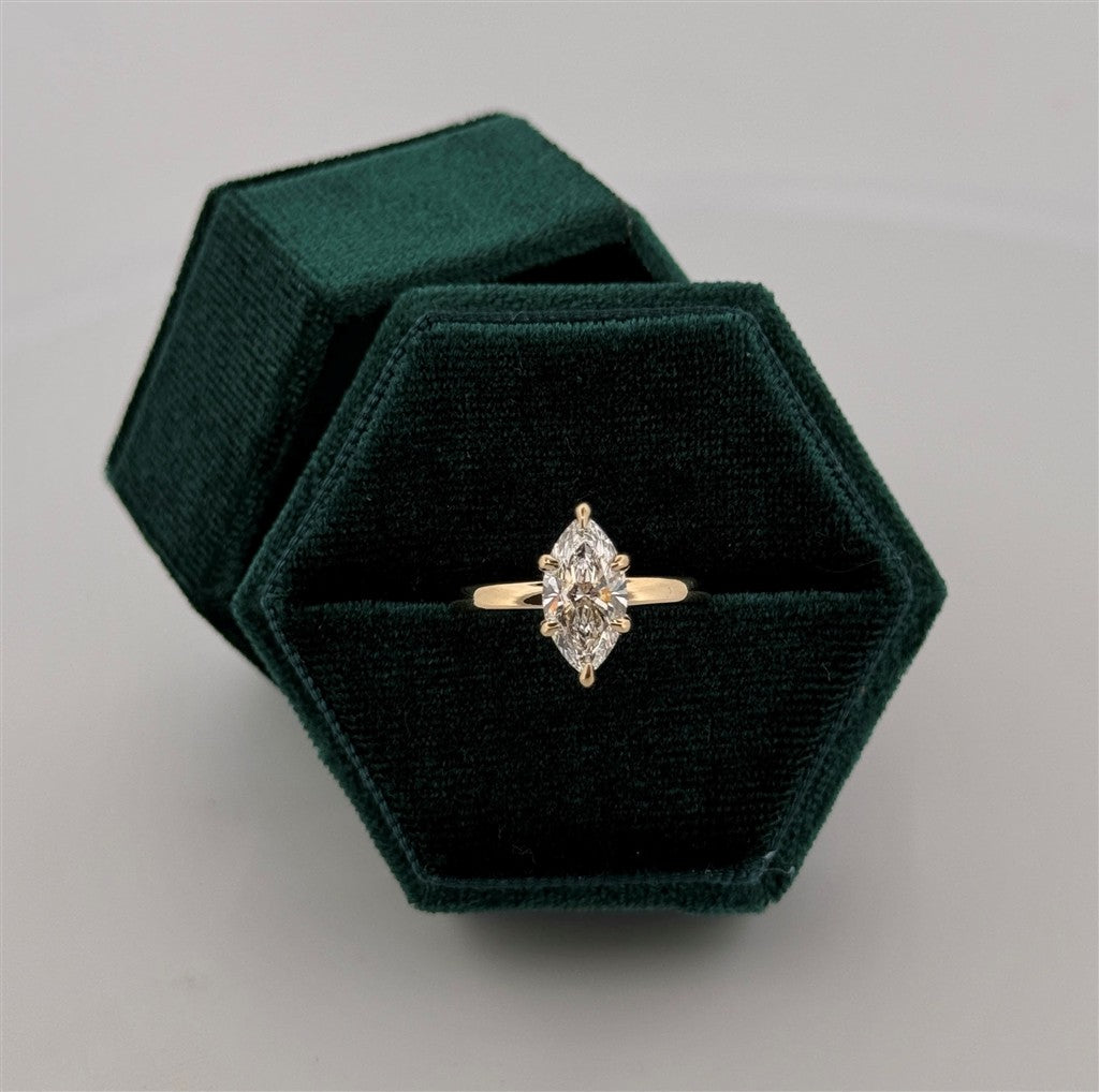 Yellow Gold Lab Grown Marquise Engagement Ring