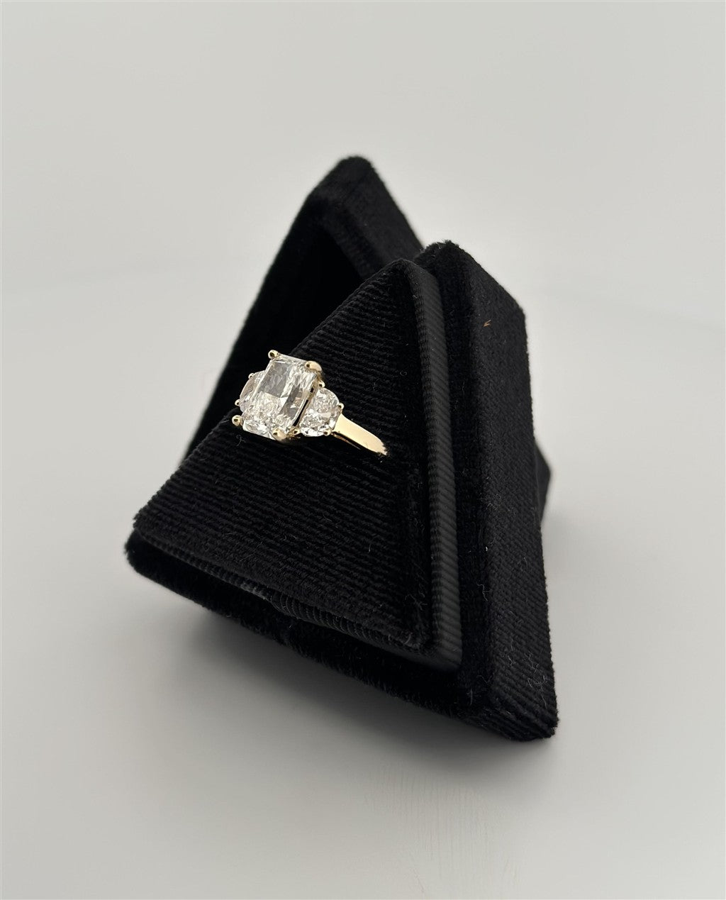 Yellow Gold Lab Grown Three Stone Engagement Ring