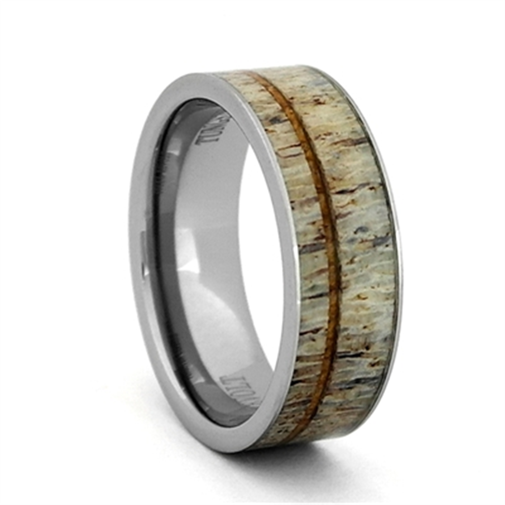 Antler And Koa Wood Wedding Band