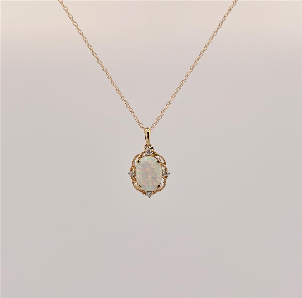 Yellow Gold Vintage Inspired Opal Necklace