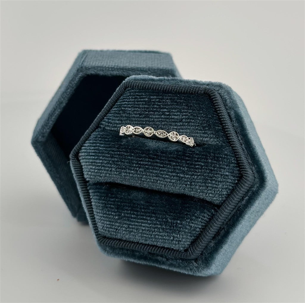 White Gold Vintage Inspired Diamond Stackable Ring