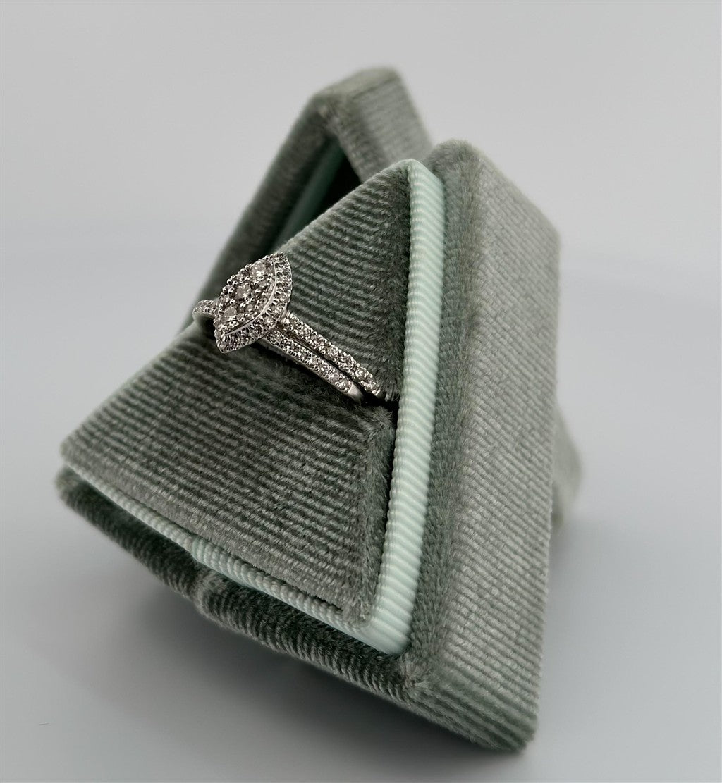 White Gold Diamond Cluster Bridal Set