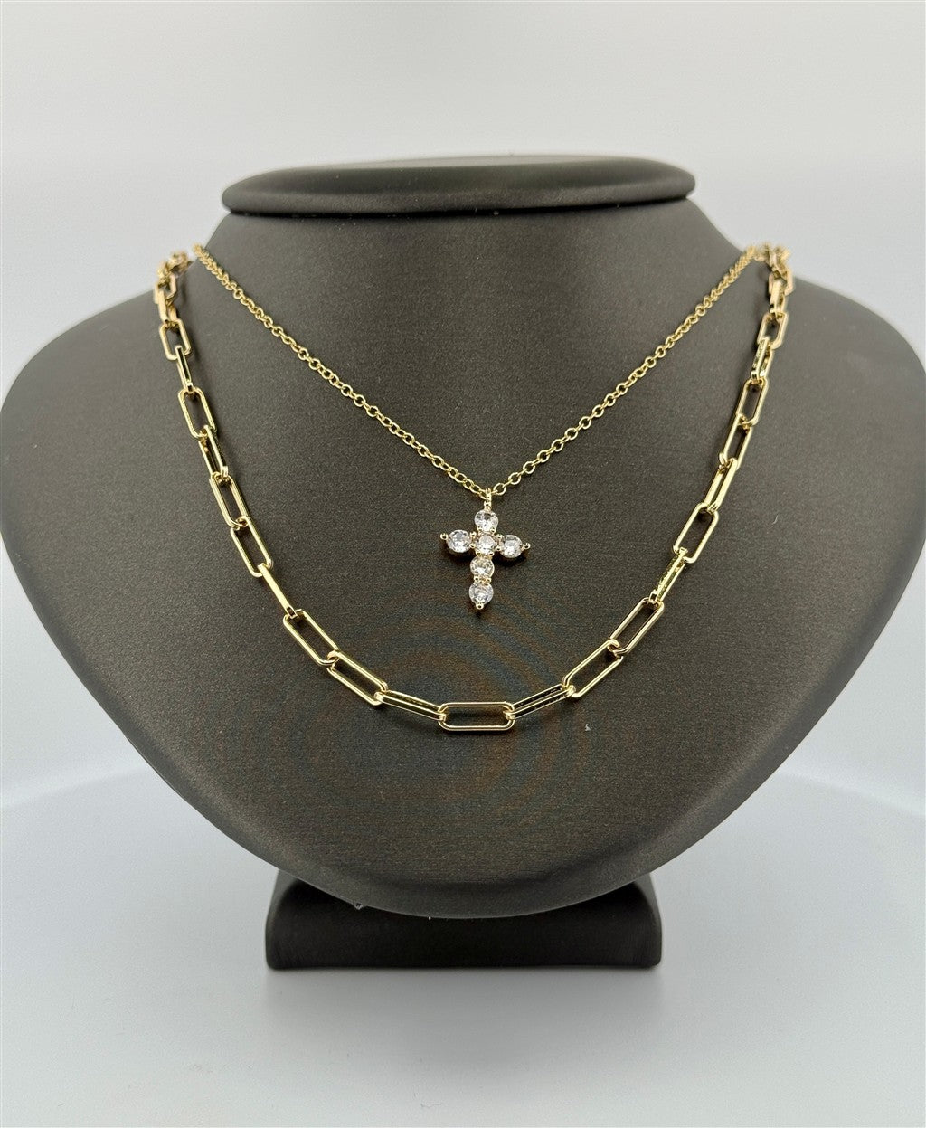 Cz Cross Layered Necklace
