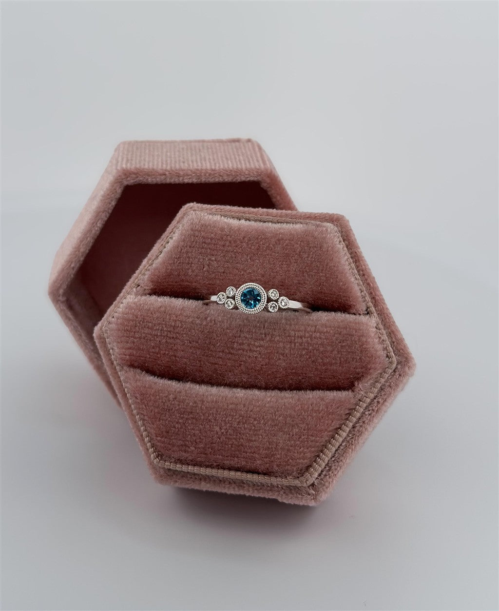 White Gold Bezel Set Blue Topaz Ring