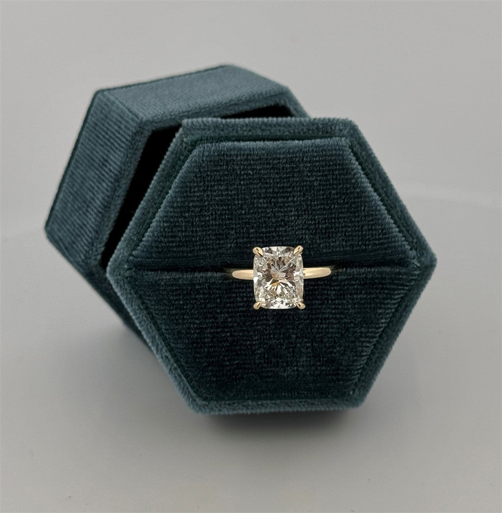 Yellow Gold Cushion Cut Lab Grown Engagement Ring