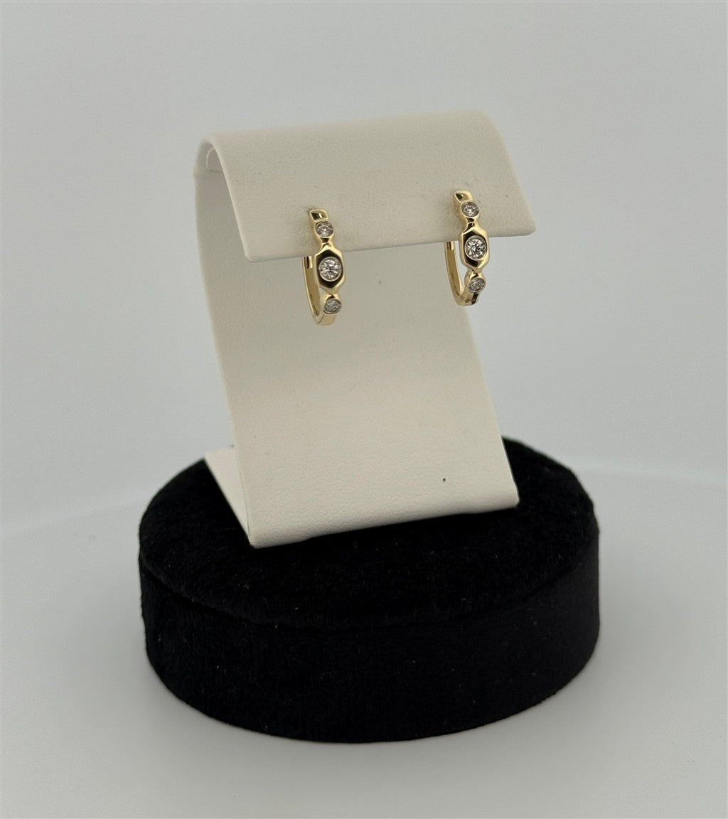 Yellow Gold Diamond Vintage Inspired Hoop Earrings