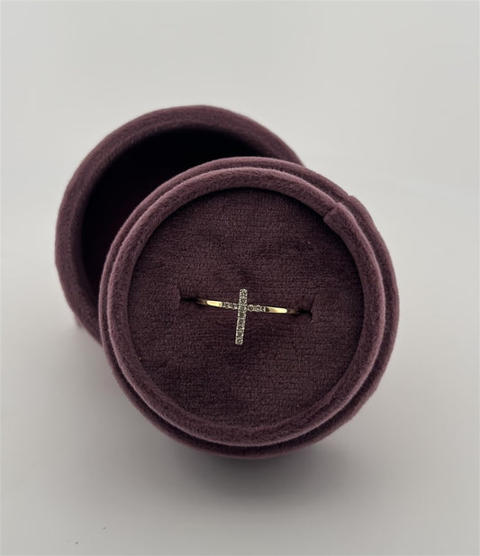Yellow Gold Diamond Cross Ring