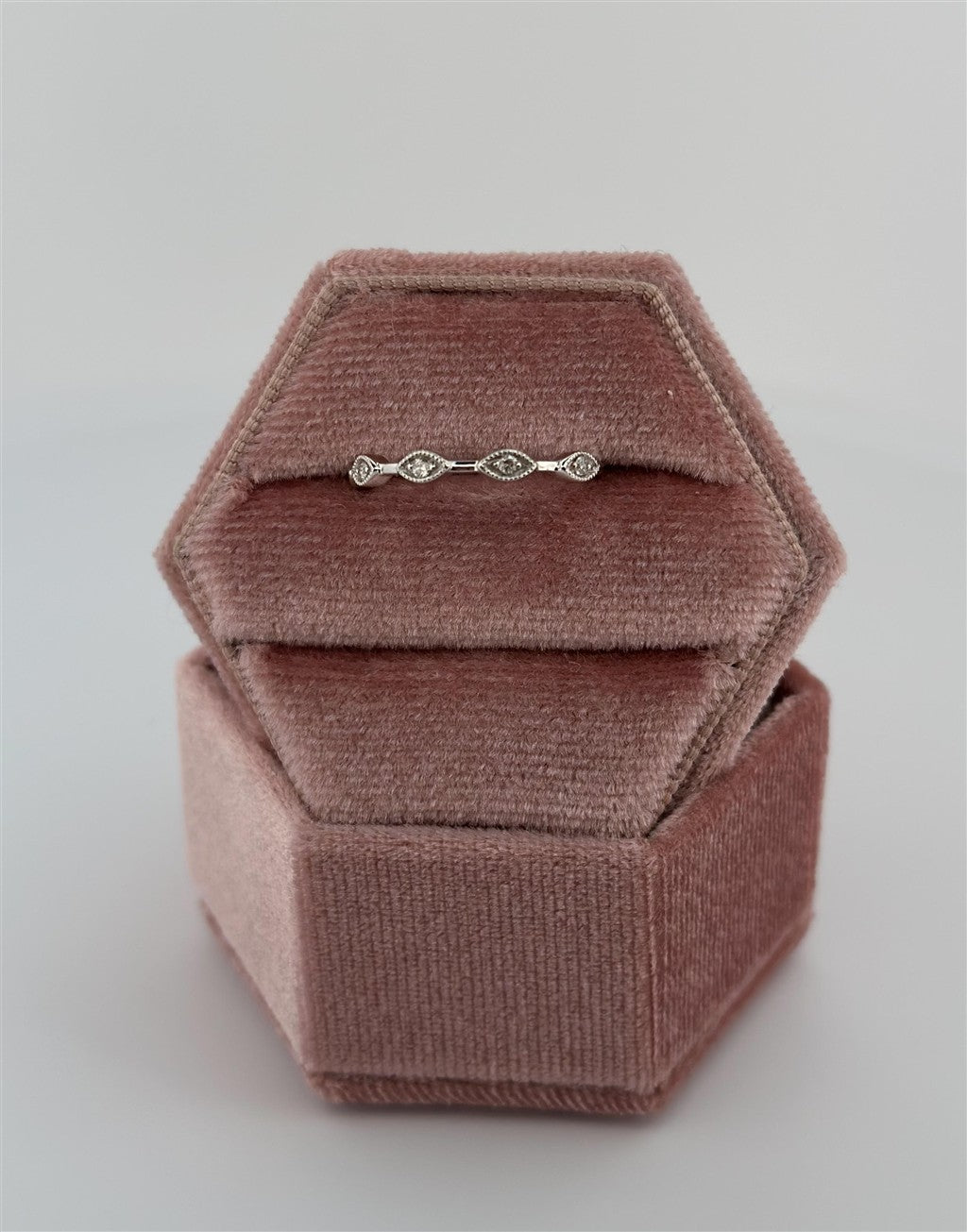 White Gold Vintage Inspired Stackable Ring