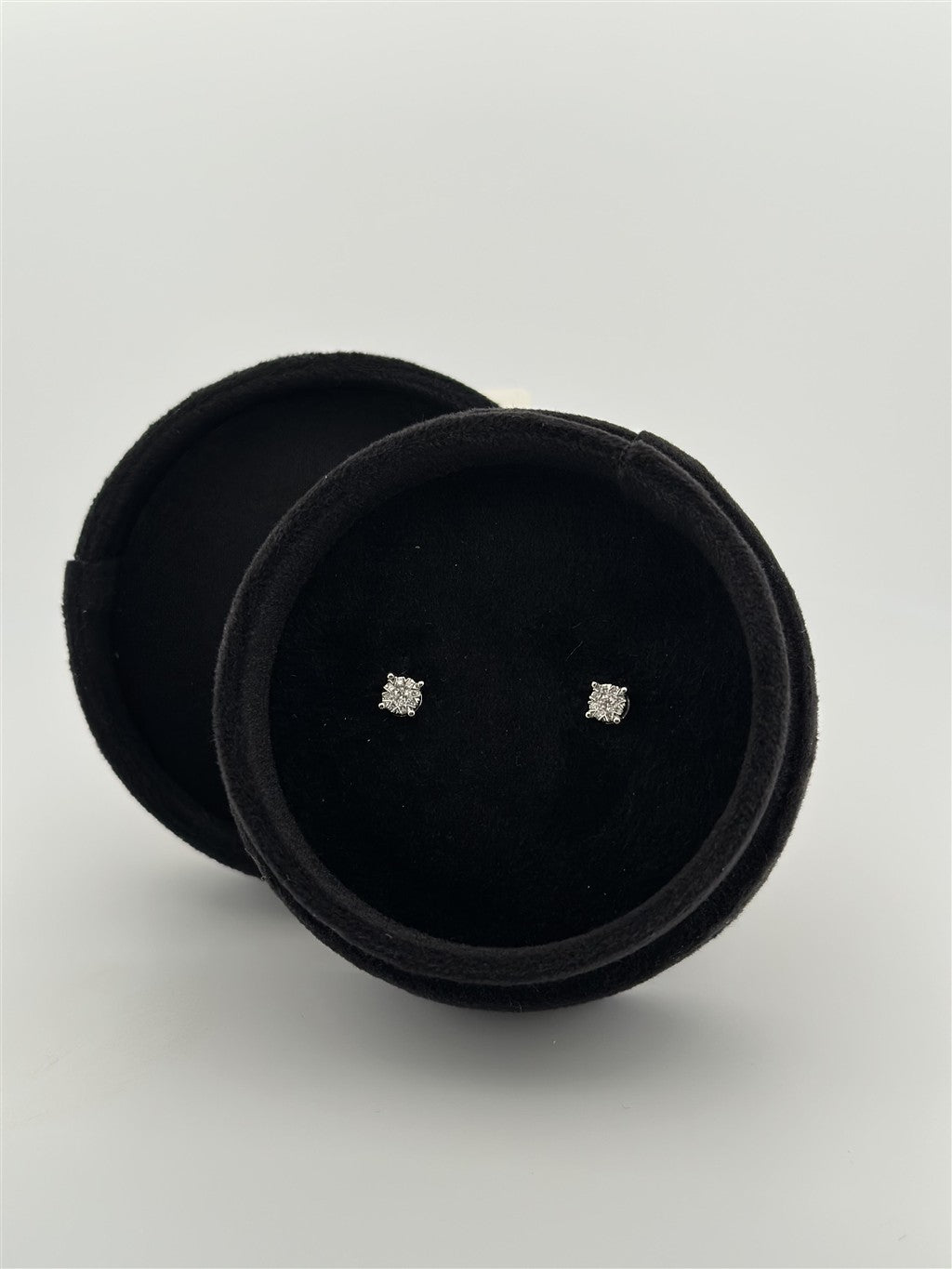 White Gold Diamond Cluster Stud Earrings