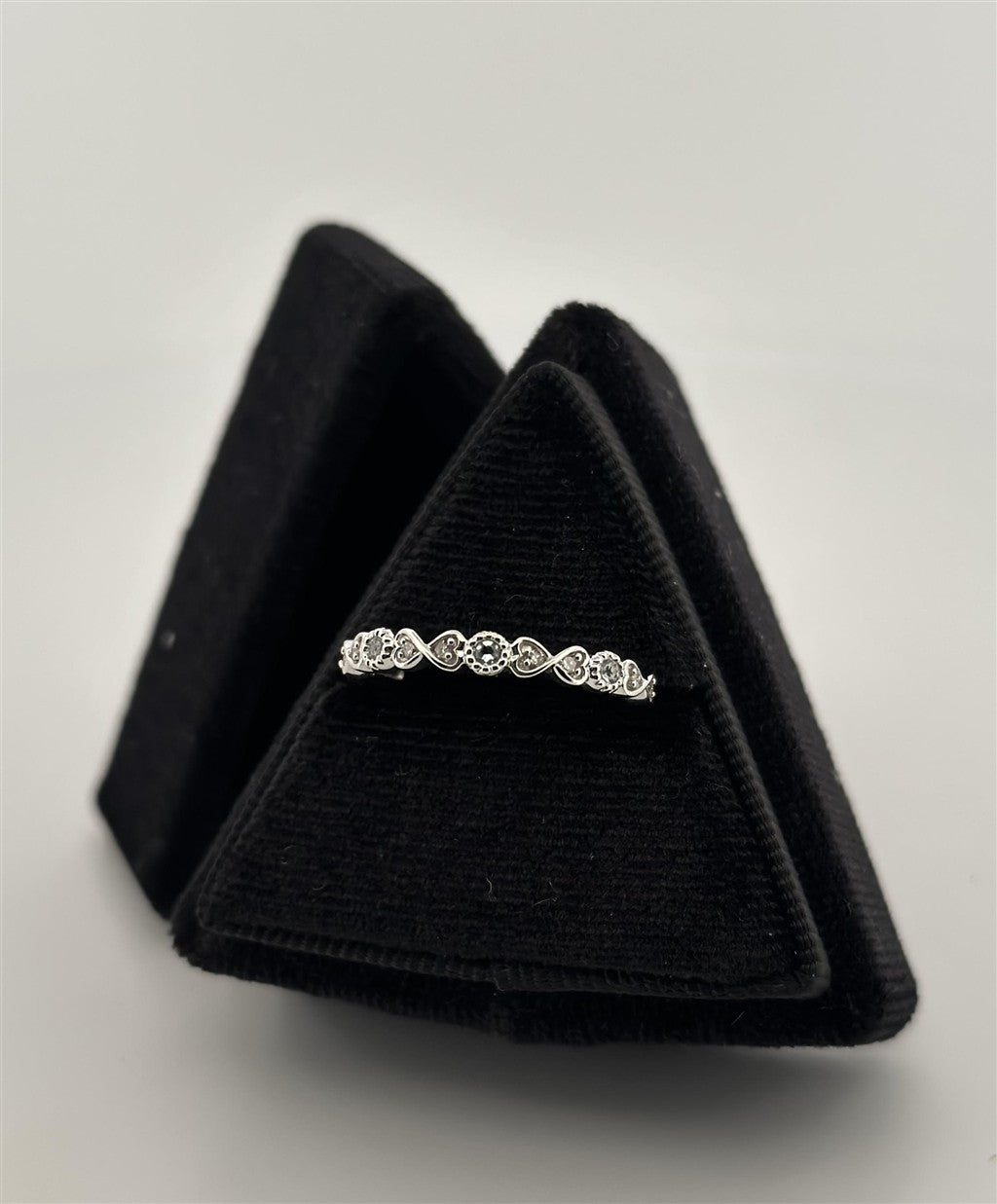 White Gold Vintage Inspired Aquamarine Band