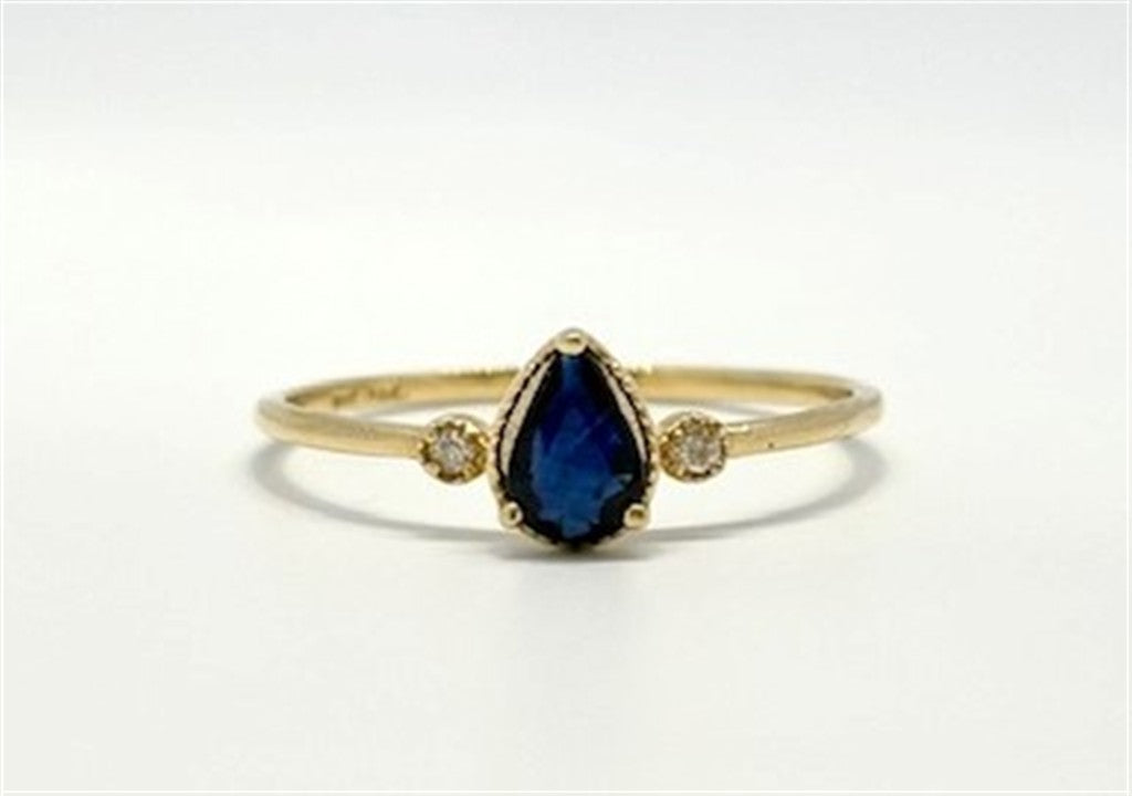 Yellow Gold Diamond Accented Pear Ring