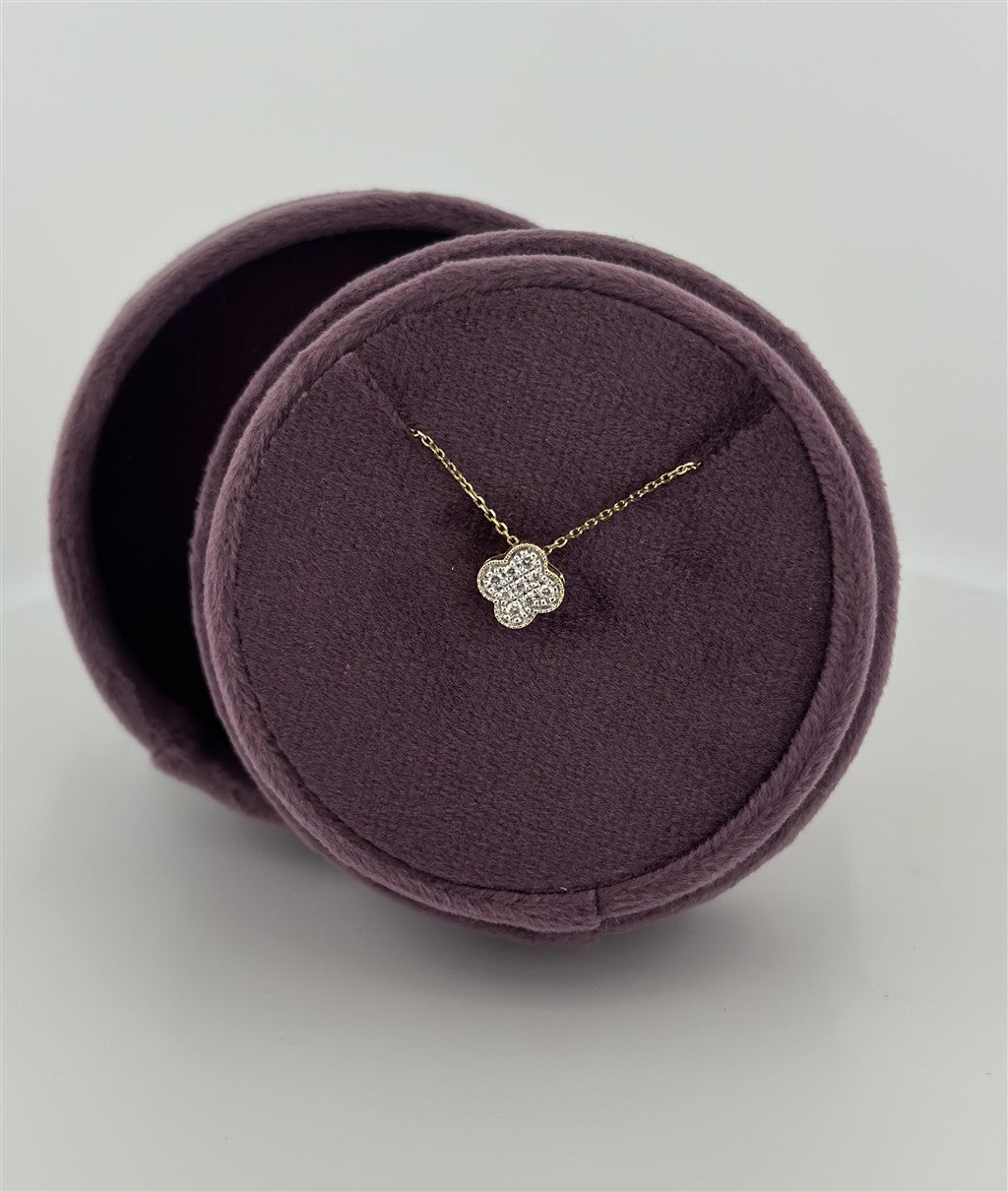 Yellow Gold Diamond Clover Necklace
