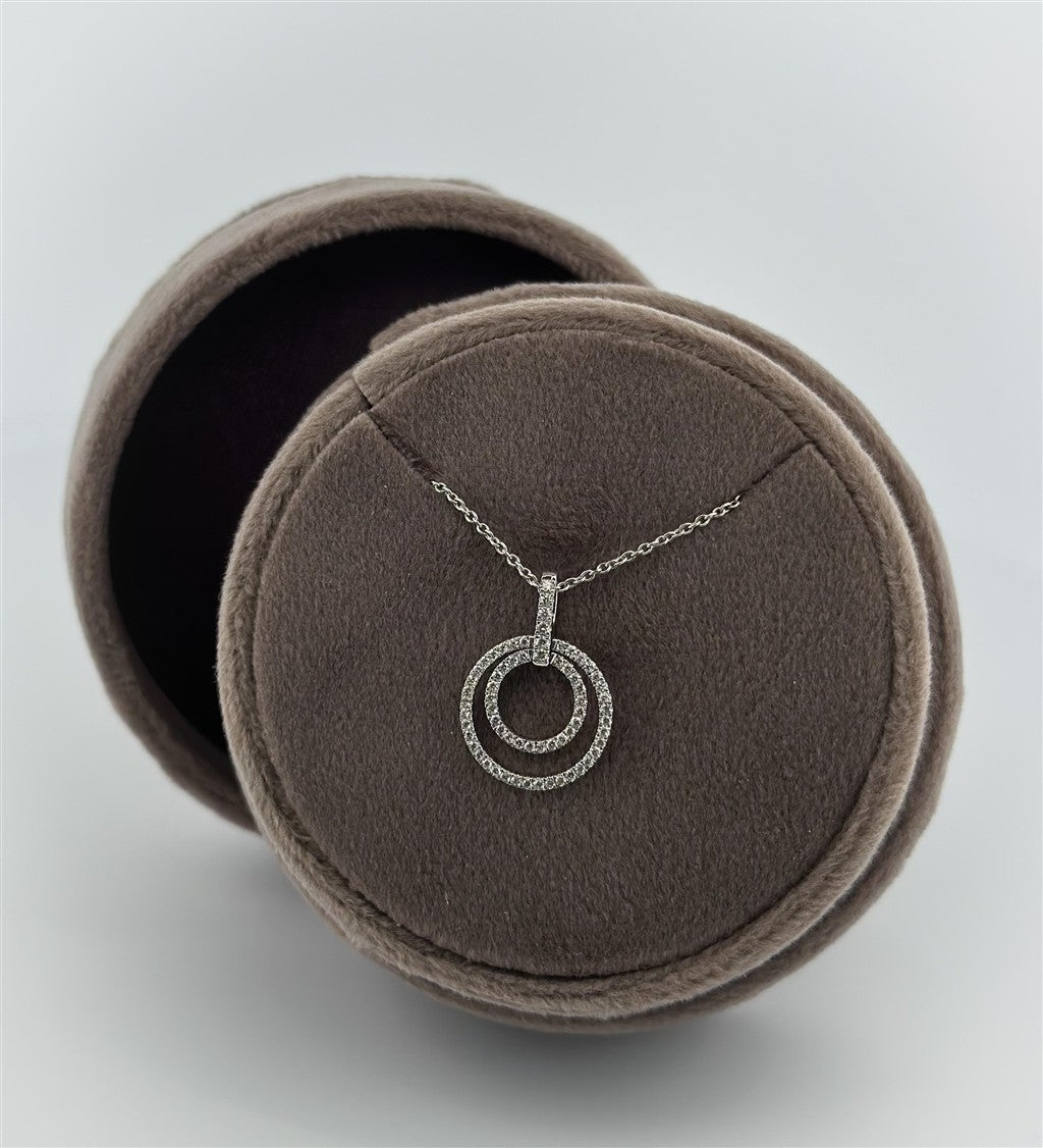 White Gold Diamond Double Circle Necklace