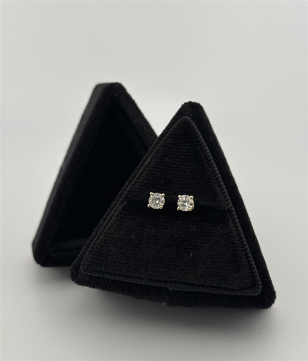 Yellow Gold Diamond Solitaire Earrings