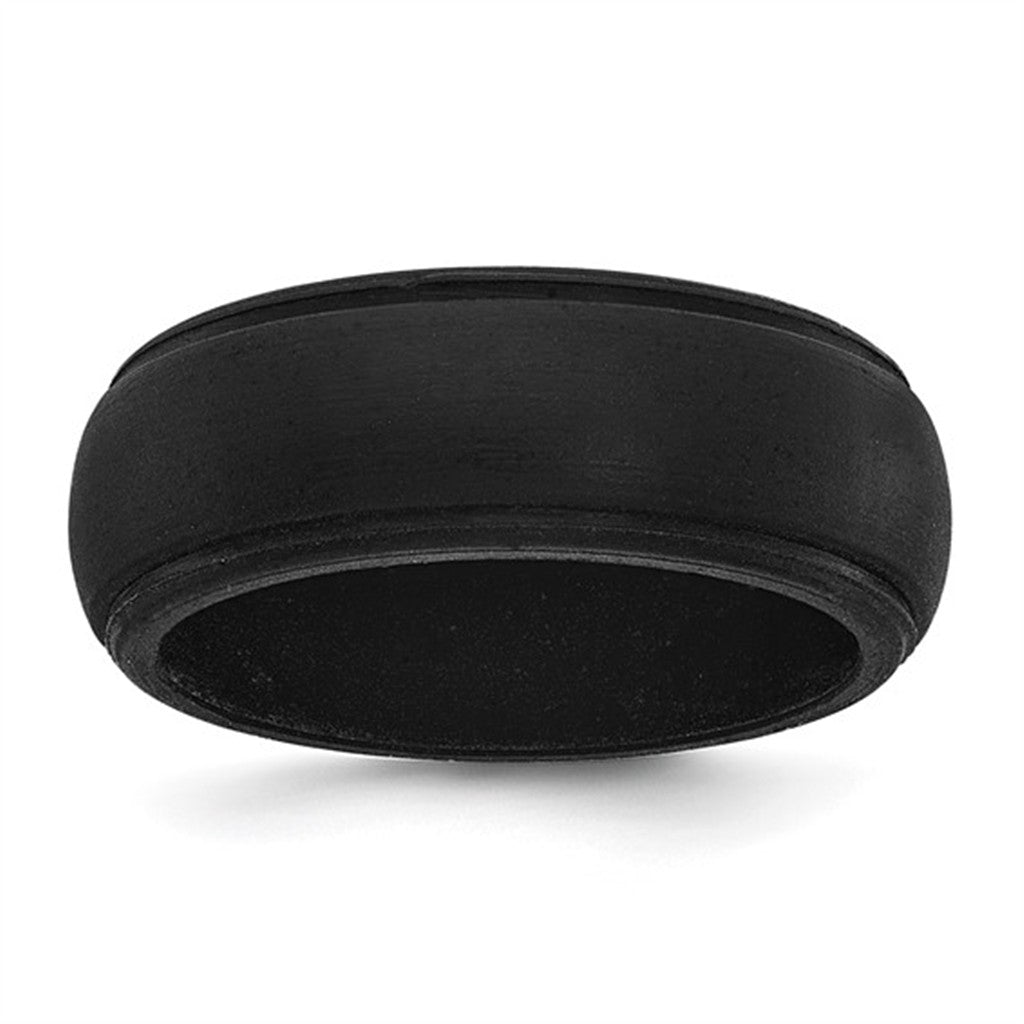 Blacked Ridged Edge Silicone Wedding Band